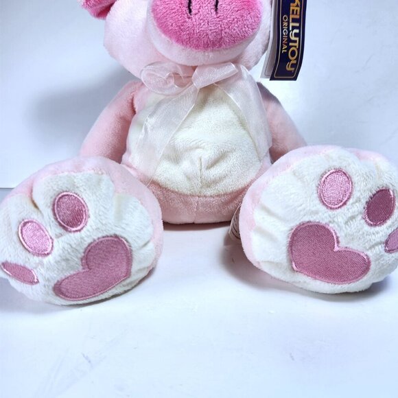 Kelly Toy Plush Pig Pink with White belly Hearts on the Feet 12 1/2" with Tags - Picture 4 of 9